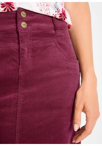 bonprix - Spódnica sztruksowa ze stretchem. Kolor: czerwony. Materiał: sztruks #2