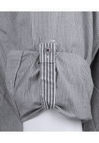 Ravanelli - Modna Koszula z Kołnierzykiem na Guziki - Popielata w Drobny Prążek. Typ kołnierza: button down. Kolor: szary. Materiał: bawełna. Wzór: prążki #5
