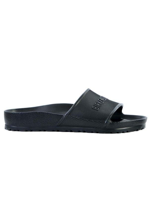 Klapki męskie Birkenstock Barbados. Zapięcie: bez zapięcia. Kolor: czarny. Materiał: materiał, syntetyk. Szerokość cholewki: normalna. Sport: turystyka piesza