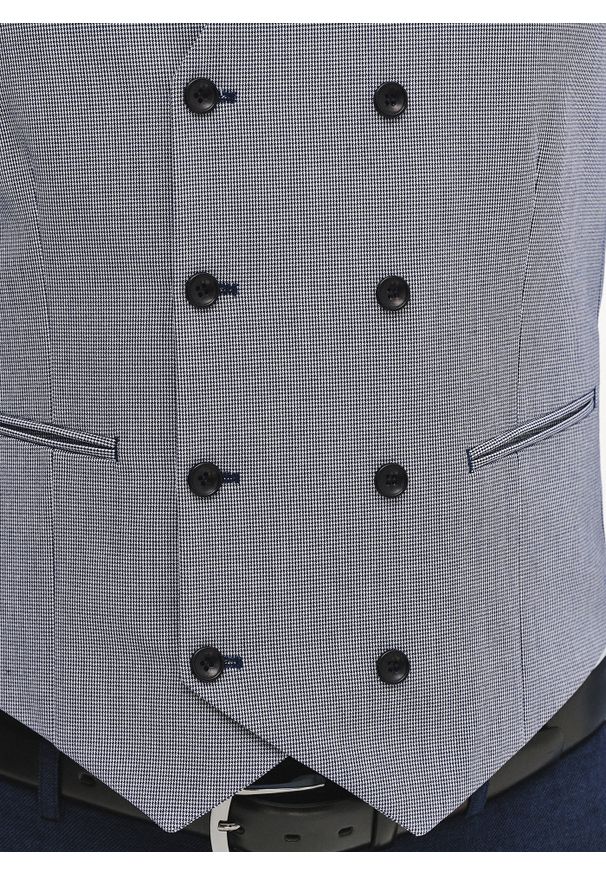 Pako Lorente - PAKO LORENTE - Dwurzędowa kamizelka męska w pepitkę. Materiał: poliester, wiskoza, elastan. Styl: młodzieżowy, elegancki