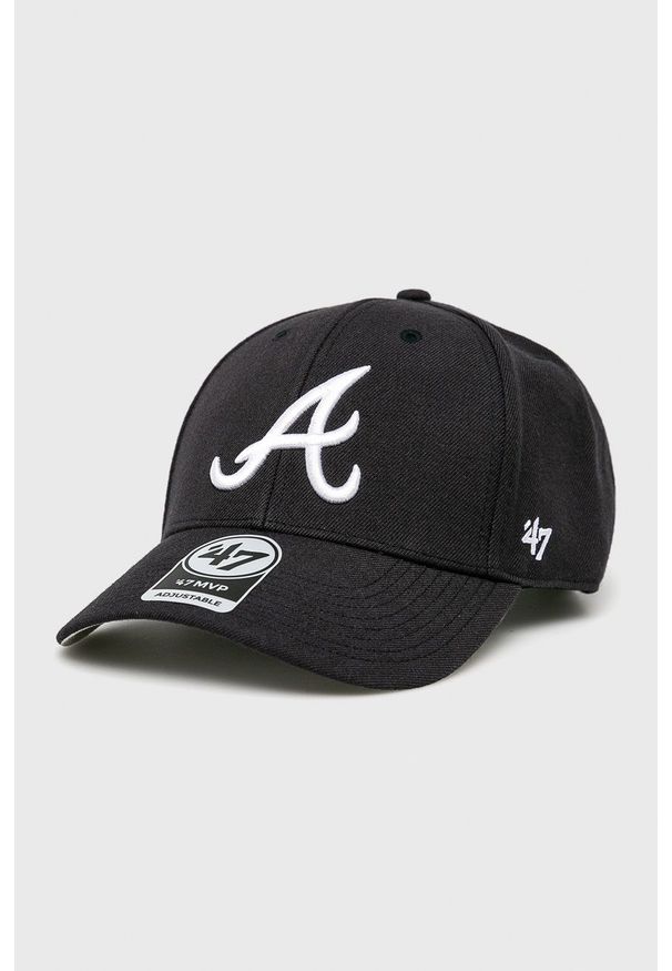 47 Brand - 47brand - Czapka Atlanta Braves. Kolor: czarny. Wzór: haft