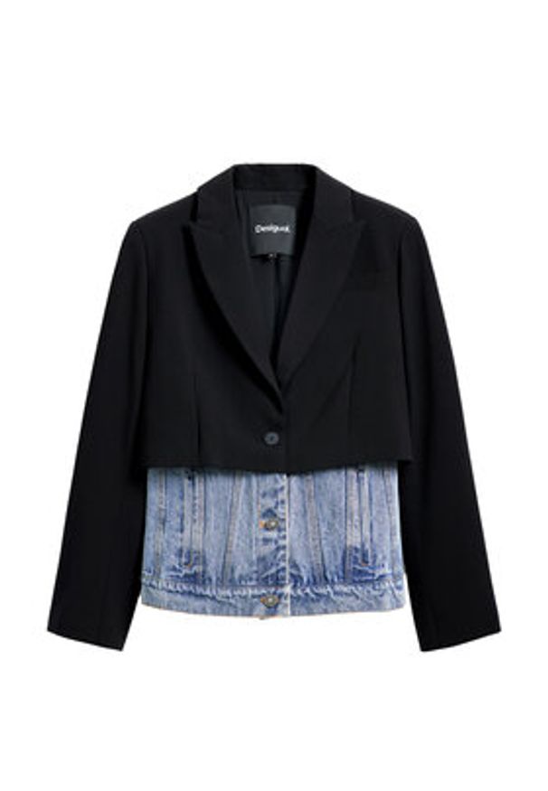 Desigual Marynarka 25SWEW28 Czarny Regular Fit. Kolor: czarny. Materiał: bawełna, syntetyk