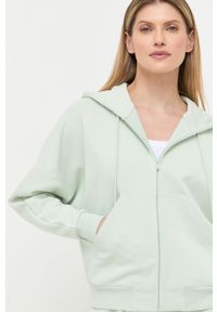 Max Mara Leisure bluza damska kolor zielony z kapturem gładka. Typ kołnierza: kaptur. Kolor: zielony. Materiał: dzianina. Wzór: gładki #3
