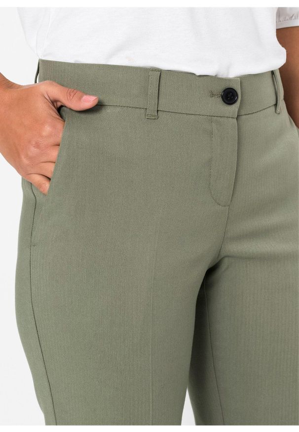 bonprix - Spodnie biznesowe. Okazja: na spotkanie biznesowe. Kolekcja: petite. Kolor: zielony. Długość: krótkie. Styl: biznesowy