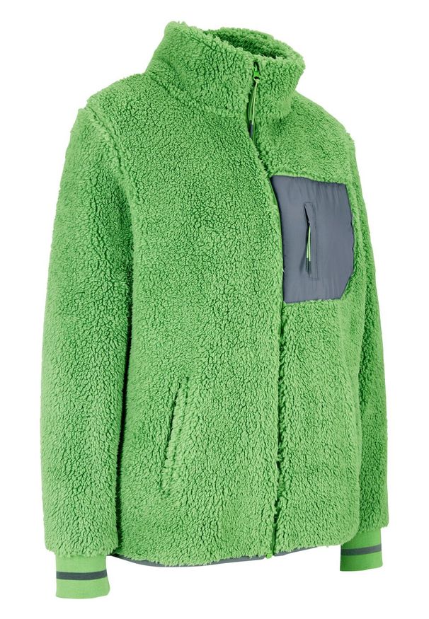 Bluza rozpinana z polaru baranka bonprix matowa zieleń mchu. Typ kołnierza: kołnierzyk stójkowy. Kolor: zielony. Materiał: materiał, poliester