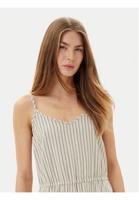 Vero Moda Sukienka letnia Mymilo 10303689 Beżowy Regular Fit. Kolor: beżowy. Materiał: len, wiskoza. Sezon: lato #8