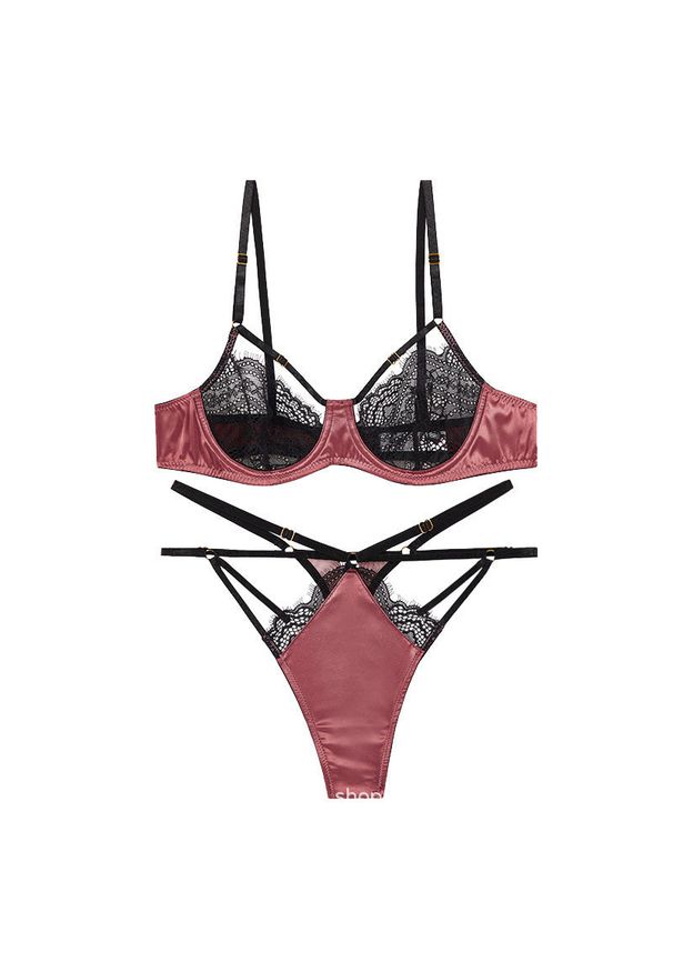 Intica - Komplet bielizny koronkowy z wycięciami na wieczór Suksoon. Kolor: wielokolorowy. Materiał: koronka