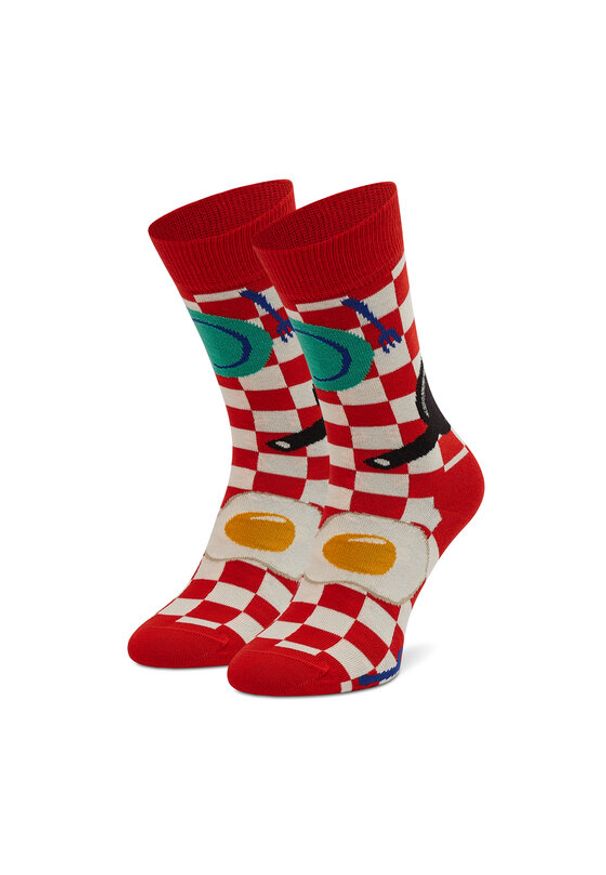 Happy-Socks - Happy Socks Skarpety wysokie unisex EBI01-4300 Czerwony. Kolor: czerwony. Materiał: materiał