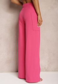 Renee - Fuksjowe Spodnie z Szerokimi Nogawkami High Waist Nestajoan. Stan: podwyższony. Kolor: różowy #5