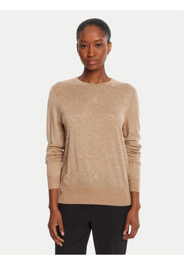 Lola Casademunt by Maite Sweter MF2511012 Beżowy Regular Fit. Kolor: beżowy. Materiał: syntetyk