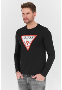 Guess - GUESS Czarny męski longsleeve Original Logo Tee, Rozmiar L. Kolor: czarny. Długość rękawa: długi rękaw #6