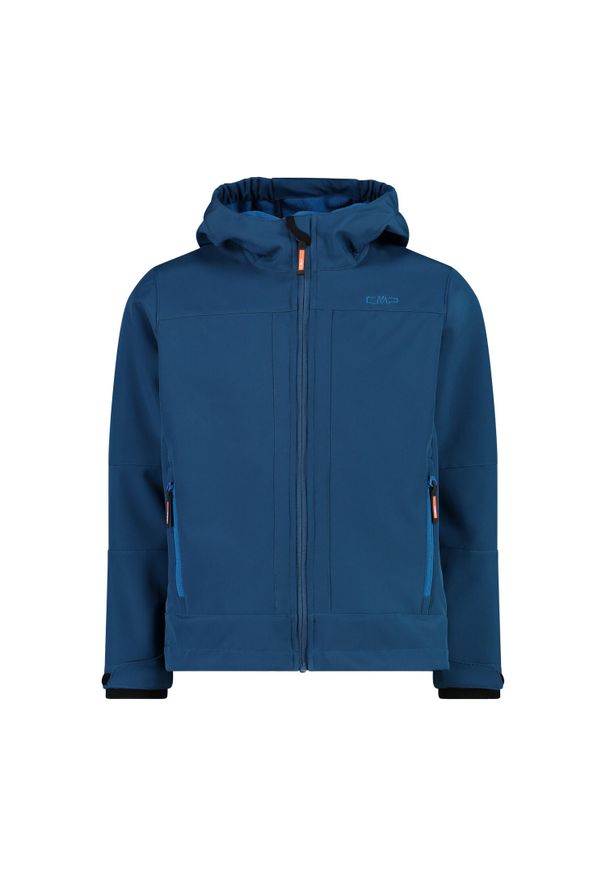 Kurtka dziecięca turystyczna CMP 3A00094. Okazja: na co dzień. Typ kołnierza: kaptur. Kolor: niebieski. Materiał: softshell. Styl: casual, sportowy