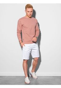 Ombre Clothing - Bluza męska bez kaptura B1153 - różowa - XXL. Typ kołnierza: bez kaptura. Kolor: różowy. Materiał: jeans, bawełna, poliester. Styl: klasyczny, elegancki #3