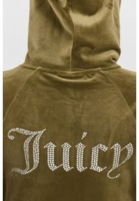 Juicy Couture - JUICY COUTURE Damska zielona bluza Madison Hoodie, Rozmiar S. Okazja: na co dzień. Kolor: zielony. Materiał: materiał, poliester, elastan. Styl: elegancki, casual, sportowy