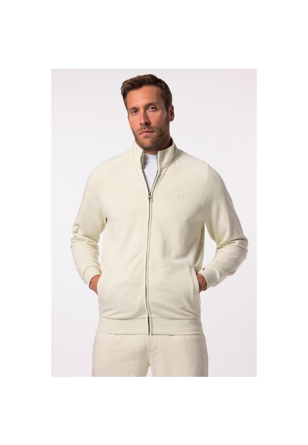 JAY-PI - Męska Bluza dresowa rozpinana fitness stójka do rozm. 7 XL. Typ kołnierza: kołnierzyk stójkowy. Kolekcja: plus size. Kolor: biały. Materiał: materiał, poliester, bawełna. Sport: fitness