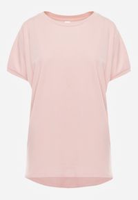 Renee - Różowy T-shirt Oversize o Przedłużonym Kroju Echinopa. Okazja: na imprezę, na co dzień. Kolor: różowy. Materiał: jeans, bawełna. Sezon: lato. Styl: casual #3