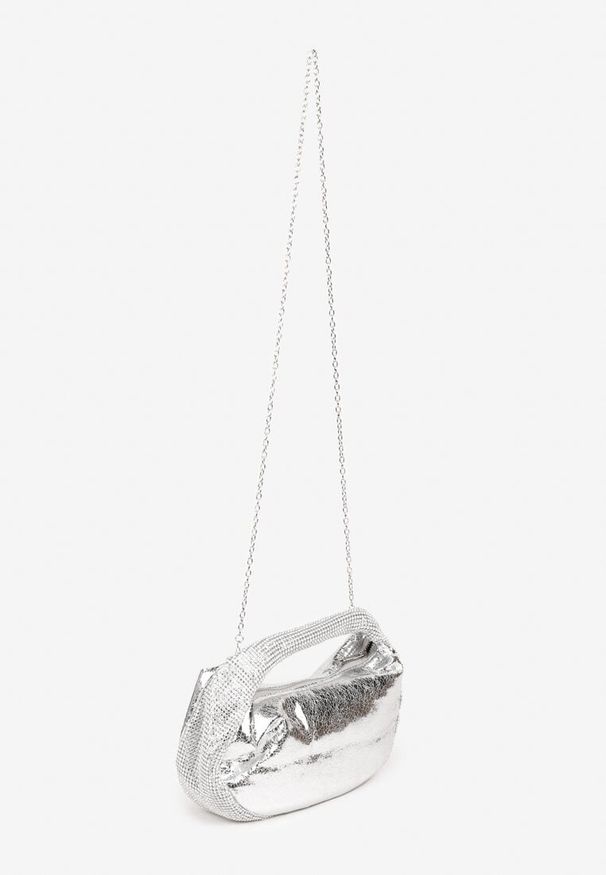 Renee - Srebrna Torebka Wieczorowa Vices Ozdobiona Cyrkoniami Dentie. Kolor: srebrny. Wzór: aplikacja. Styl: wizytowy. Rodzaj torebki: na ramię