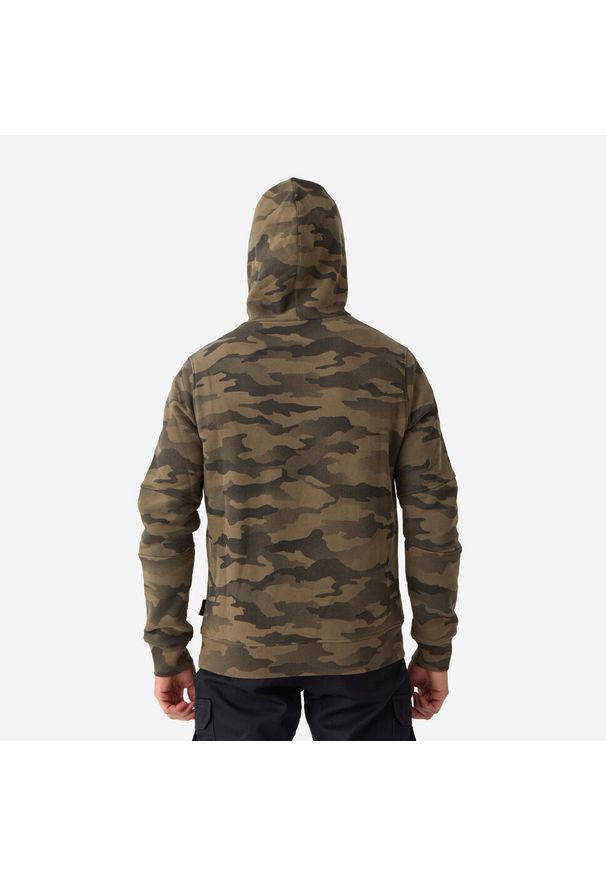 SOLOGNAC - Bluza myśliwska z kapturem Solognac 500 camo. Typ kołnierza: kaptur. Kolor: beżowy. Materiał: bawełna, elastan, poliester, materiał. Sport: outdoor