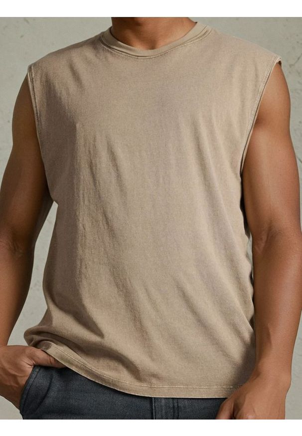 Sinsay - Tank top z efektem sprania - brązowy. Kolor: brązowy