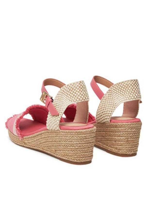 TOMMY HILFIGER - Tommy Hilfiger Espadryle Fringe Canvas Medium Wedge FW0FW08879 Różowy. Kolor: różowy. Materiał: materiał