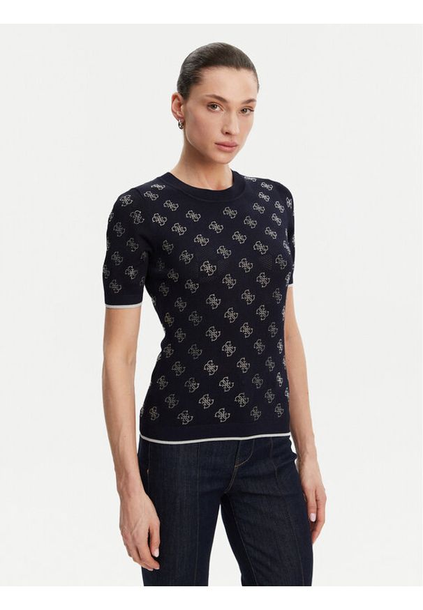 Guess Sweter W5GR20 Z3D60 Granatowy Regular Fit. Kolor: niebieski. Materiał: wiskoza