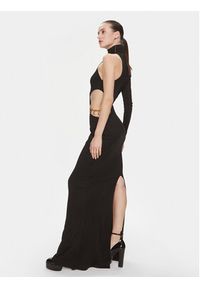 Elisabetta Franchi Sukienka wieczorowa AB-555-41E2-V680 Czarny Slim Fit. Kolor: czarny. Materiał: wiskoza. Styl: wizytowy