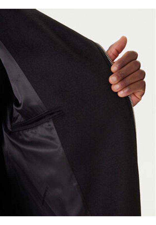 Karl Lagerfeld - KARL LAGERFELD Płaszcz wełniany 455015 554751 Czarny Regular Fit. Typ kołnierza: dekolt w karo. Kolor: czarny. Materiał: syntetyk