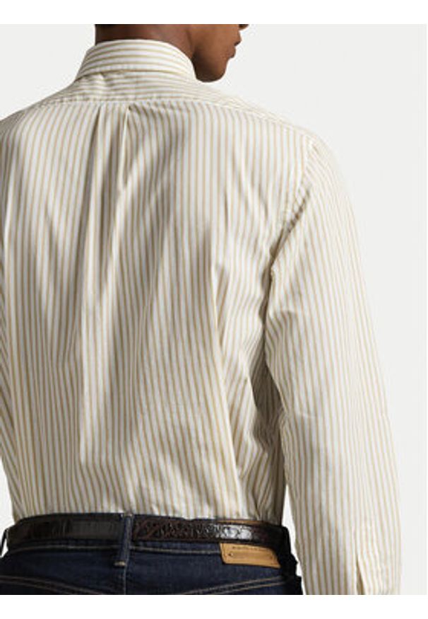 Polo Ralph Lauren Koszula 710B15595007 Beżowy jasny Custom Fit. Typ kołnierza: polo. Kolor: beżowy. Materiał: bawełna