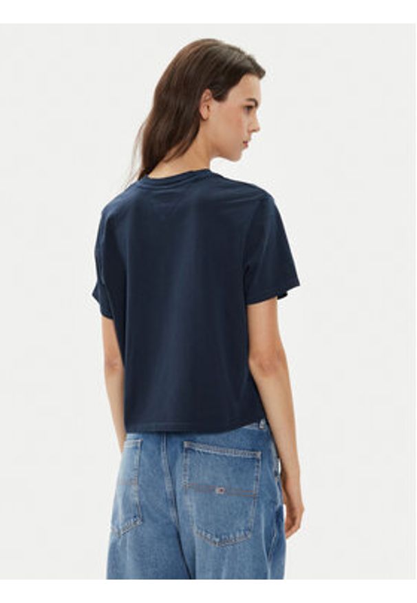 Tommy Jeans T-Shirt Flag DW0DW18629 Granatowy Boxy Fit. Kolor: niebieski. Materiał: bawełna