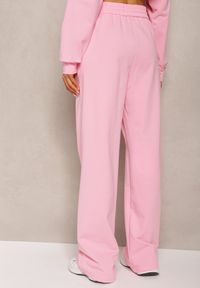 Renee - Różowe Szerokie Spodnie Dresowe z Elastycznej Bawełny Niarti. Kolor: różowy. Materiał: bawełna, dresówka