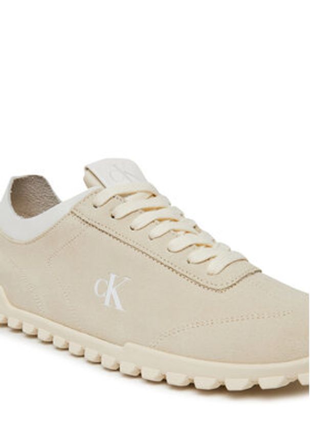 Calvin Klein Jeans Sneakersy Low Profile Runner Mg Sue YW0YW01898 Beżowy. Kolor: beżowy. Materiał: skóra, zamsz