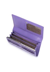 Wittchen - Damski portfel skórzany tłoczony w monogram fioletowy. Kolor: fioletowy. Materiał: lakier, skóra