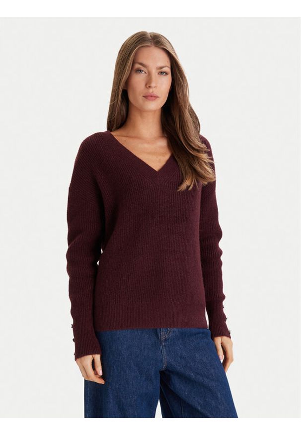 Morgan Sweter 252-MSTAR Bordowy Regular Fit. Kolor: czerwony. Materiał: syntetyk