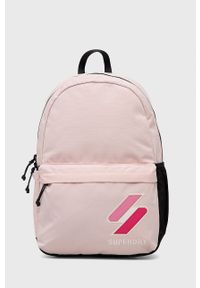 Superdry Plecak męski kolor różowy duży z aplikacją. Kolor: różowy. Wzór: aplikacja