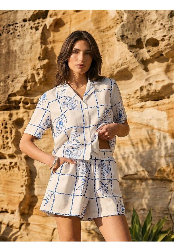 Sinsay - Koszula z morskim nadrukiem, z wiskozą - wielobarwny. Kolor: morski. Materiał: wiskoza. Wzór: nadruk