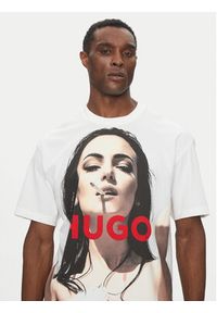 Hugo - HUGO T-Shirt Duwedie 50535314 Biały Oversize. Kolor: biały. Materiał: bawełna