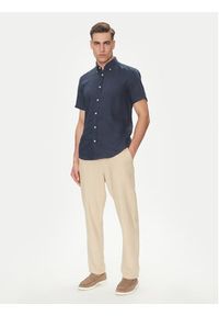 BOSS Koszula H-Roan 50539352 Granatowy Slim Fit. Kolor: niebieski. Materiał: len #4