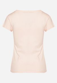 Born2be - Jasnoróżowy Bawełniany T-shirt z Ozdobnym Nadrukiem Setonisea. Okazja: na co dzień. Kolor: różowy. Materiał: bawełna. Wzór: nadruk. Styl: casual