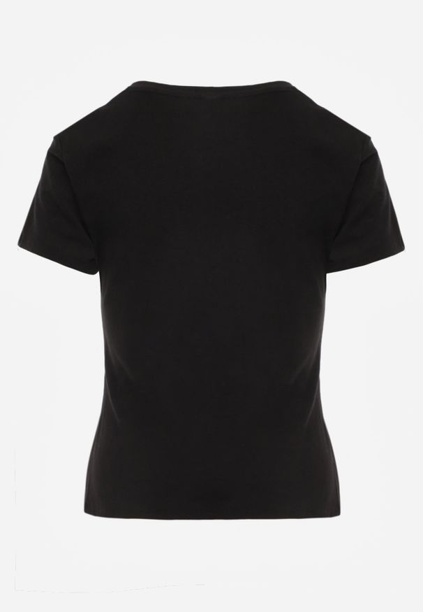 Renee - Czarny Bawełniany T-shirt Melinthe. Okazja: na co dzień. Kolor: czarny. Materiał: bawełna. Długość rękawa: krótki rękaw. Długość: krótkie. Styl: casual