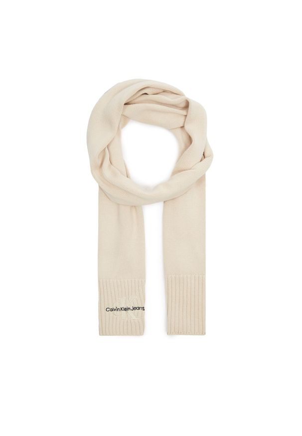 Szalik Calvin Klein Jeans Monologo Embro Knit Scarf K60K611262 Ivory YBI. Materiał: bawełna