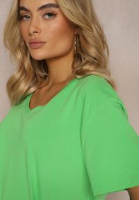 Renee - Zielona Bluzka z Elastycznej Bawełny z Dekoltem V Engorgia. Kolor: zielony. Materiał: bawełna #3