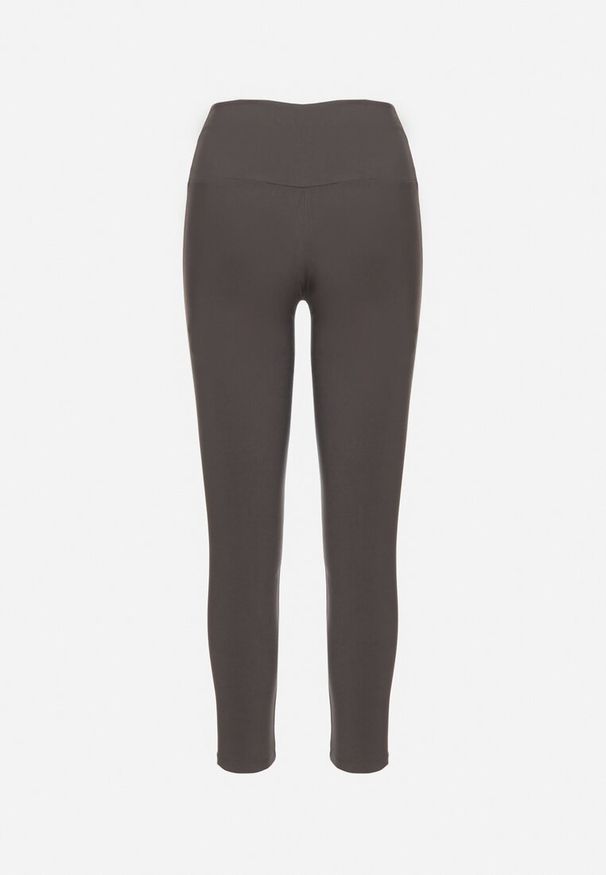 Born2be - Szare Legginsy z Wysokim Stanem Ozdobione Guzikami Kolithra. Okazja: na co dzień, do pracy. Stan: podwyższony. Kolor: szary. Wzór: aplikacja. Styl: klasyczny, elegancki, casual