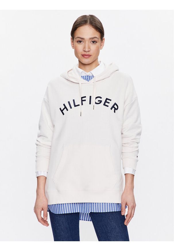 TOMMY HILFIGER - Tommy Hilfiger Bluza Varsity WW0WW37797 Écru Relaxed Fit. Materiał: bawełna