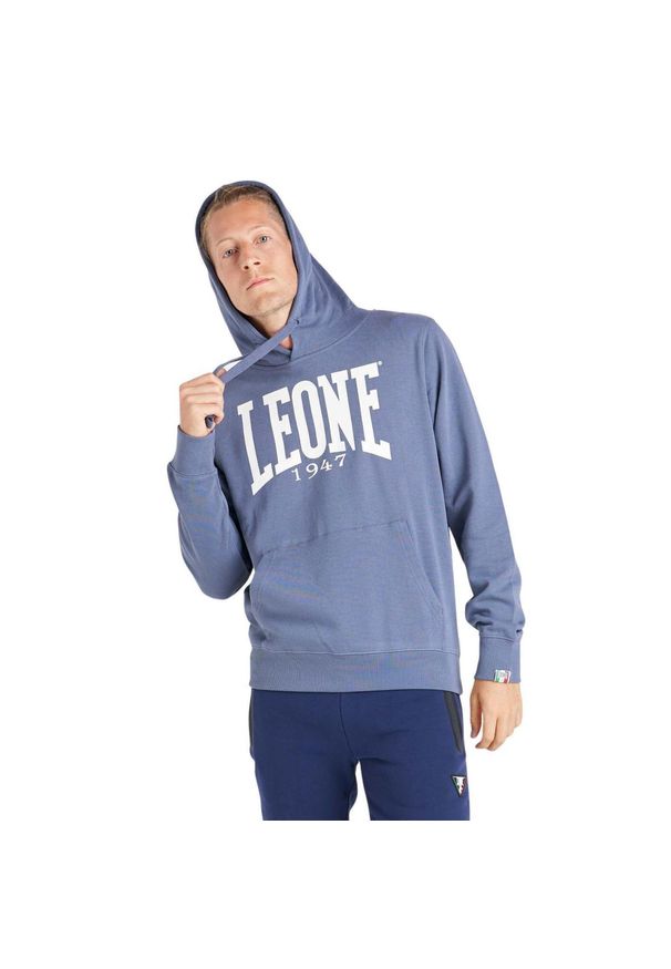 LEONE 1947 APPAREL - Męska bluza z kapturem Leone 1947 Apparel. Typ kołnierza: kaptur. Kolor: szary, niebieski, wielokolorowy. Materiał: tkanina. Sport: fitness