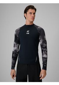4f - 4F Longsleeve do pływania i sportów wodnych z filtrem UPF50+ męski - czarny S. Typ kołnierza: kołnierzyk stójkowy. Kolor: czarny. Materiał: materiał, skóra. Długość rękawa: długi rękaw. Sezon: lato. Sport: żeglarstwo, pływanie #1