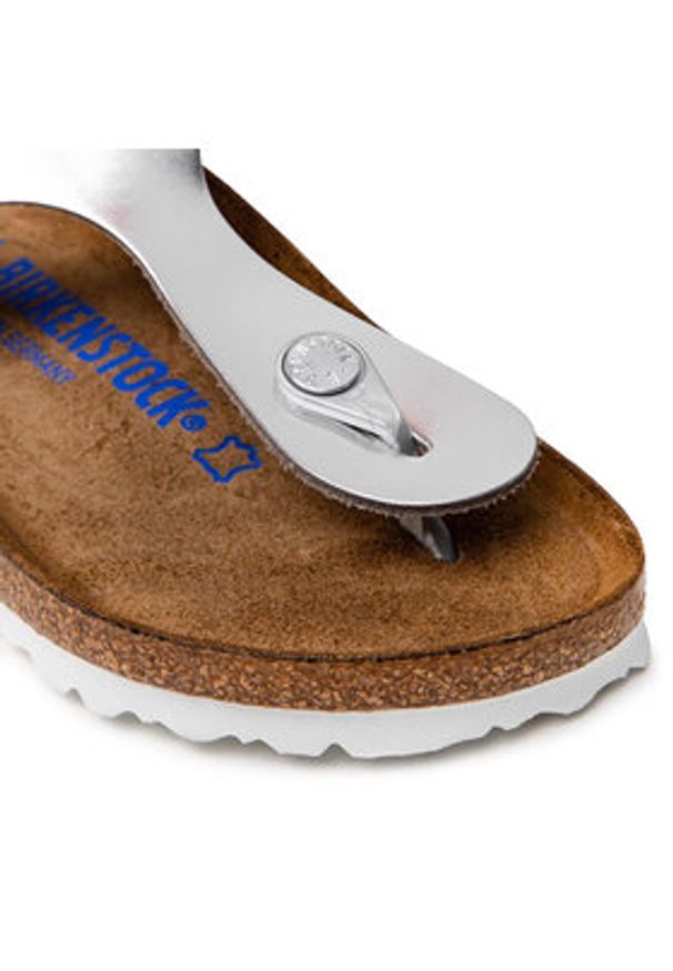 Birkenstock Japonki Gizeh Bs 1003675 Srebrny. Kolor: srebrny. Materiał: skóra