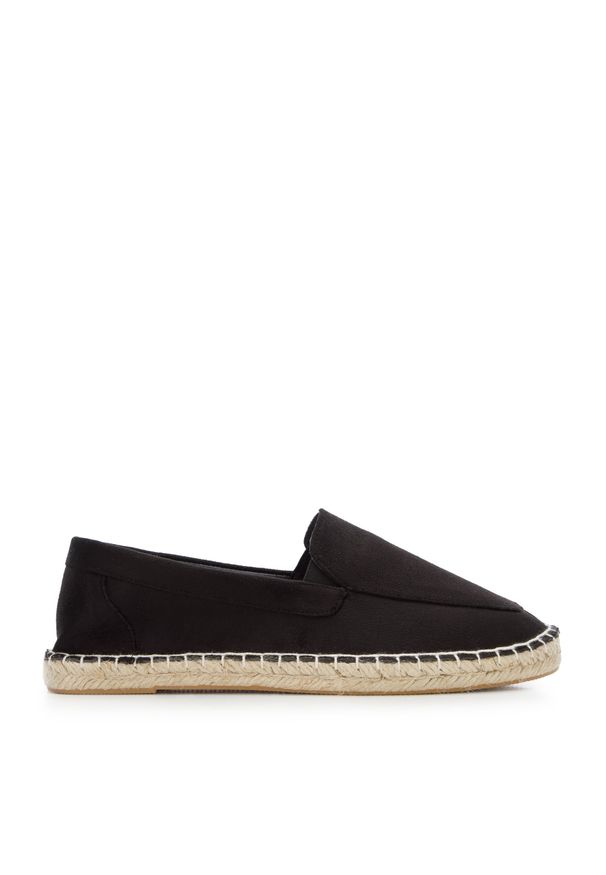 Wittchen - Damskie espadryle z ekozamszu czarne. Nosek buta: okrągły. Kolor: czarny. Materiał: skóra ekologiczna. Sezon: lato. Obcas: na obcasie. Styl: elegancki, wakacyjny. Wysokość obcasa: niski