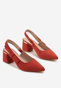 Renee - Czerwone Sandały na Słupku Vices Slingback ze Skórzaną Wkładką Vevoline. Okazja: na co dzień, do pracy, na spotkanie biznesowe. Zapięcie: sprzączka. Kolor: czerwony. Materiał: skóra. Sezon: lato. Obcas: na słupku. Styl: klasyczny, casual, biznesowy, elegancki #7