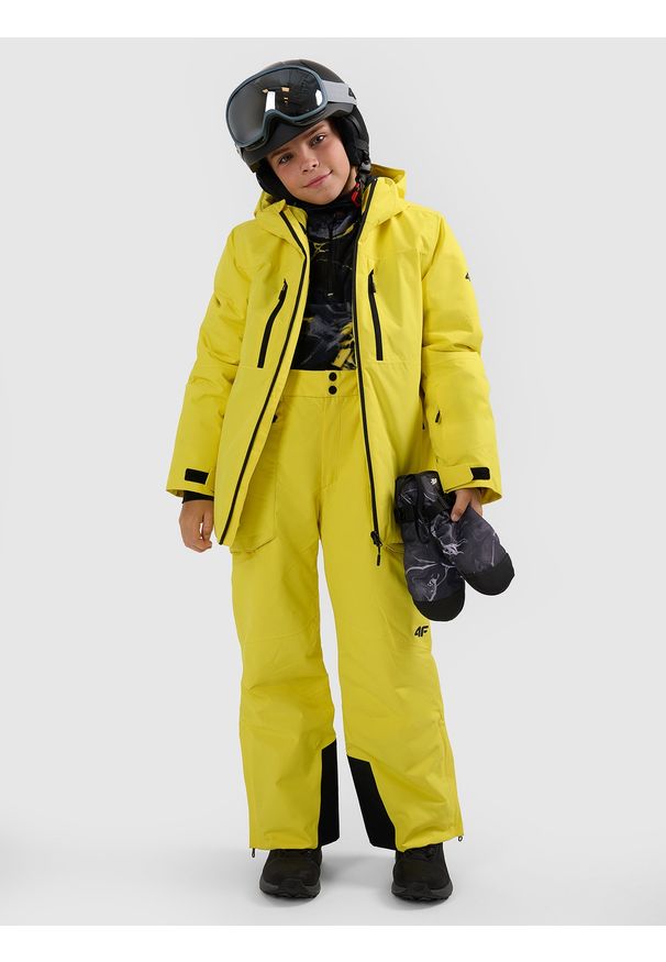 4f - 4F Kurtka narciarska membrana 10000 chłopięca - żółta 152 (11-12 lat). Kolor: żółty. Materiał: poliester, materiał. Sezon: lato