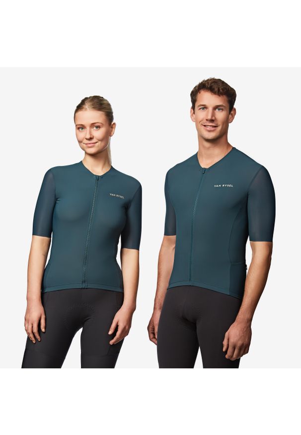 VAN RYSEL - Koszulka rowerowa szosowa Van Rysel EDR ULTRA. Kolor: niebieski, wielokolorowy, zielony. Materiał: mesh. Sport: kolarstwo